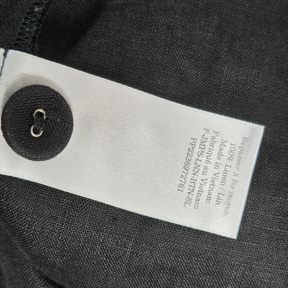 Everlane Womens Black 100% Linen Wide Leg Button Front Jumpsuit Jumper Size 4
